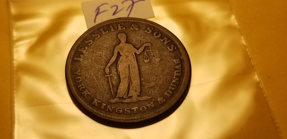 1822 Canada Rare Half Penny Token Leslie & Sons Idf50.