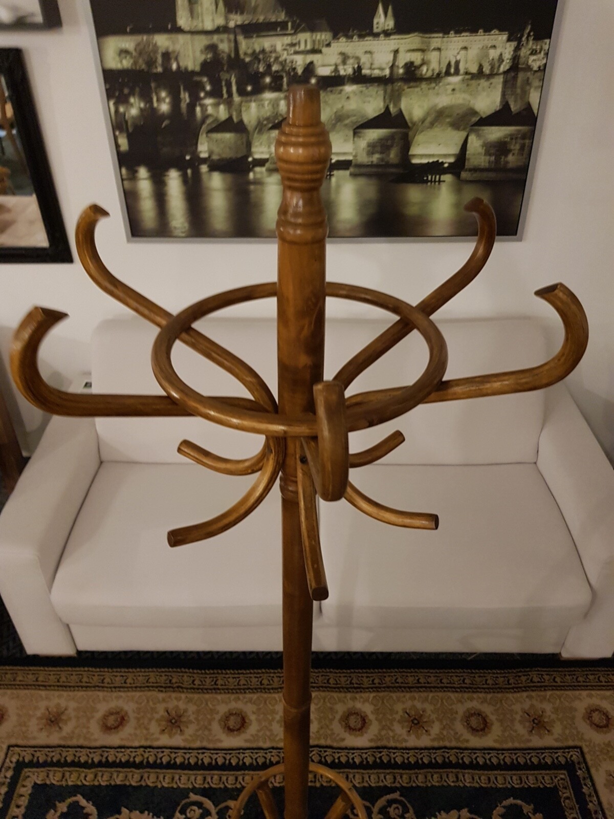 New hat and coat wood hanger rack stand antique style suspender peg