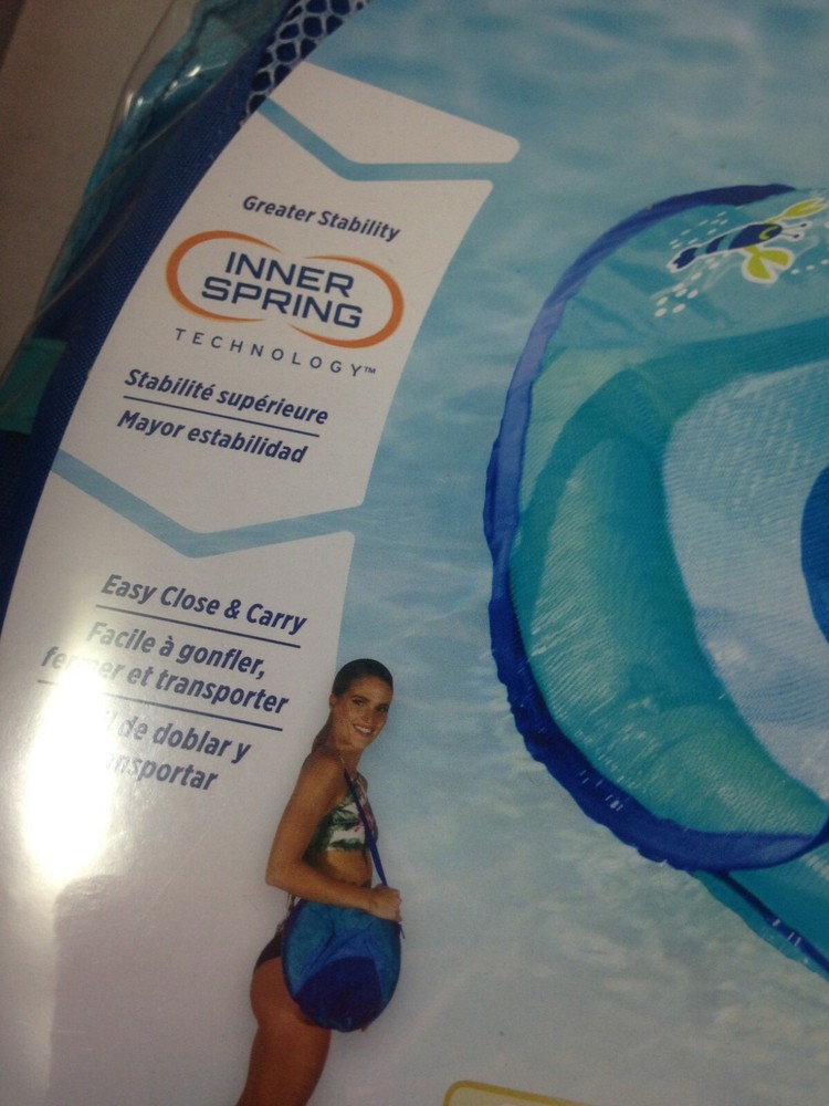 SwimWays BLUE Baby Spring Pool Float w/Adjustable Removable Sun Canopy Carry Bag