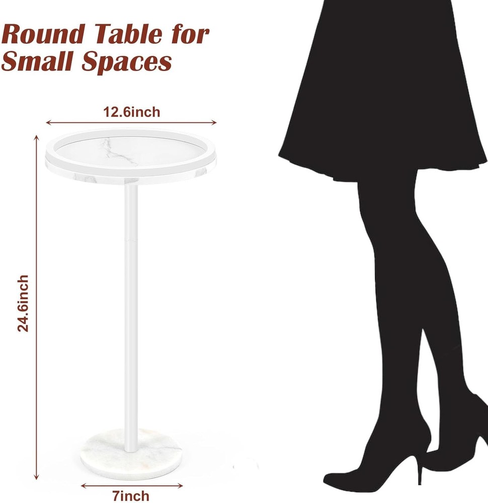 Round Side Table for Small Spaces Small Drink Table Side Table w/Anti-Fall Guard