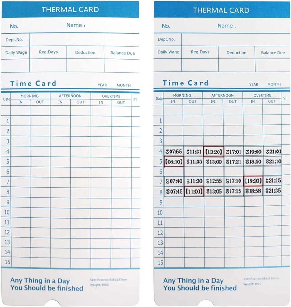 50 Pack Employee Time Cards for Punch Clock