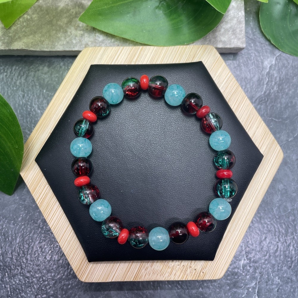 Handmade Bead Beaded Stackable 6.5” Plus Stretch Bracelet New Free Ship C1517