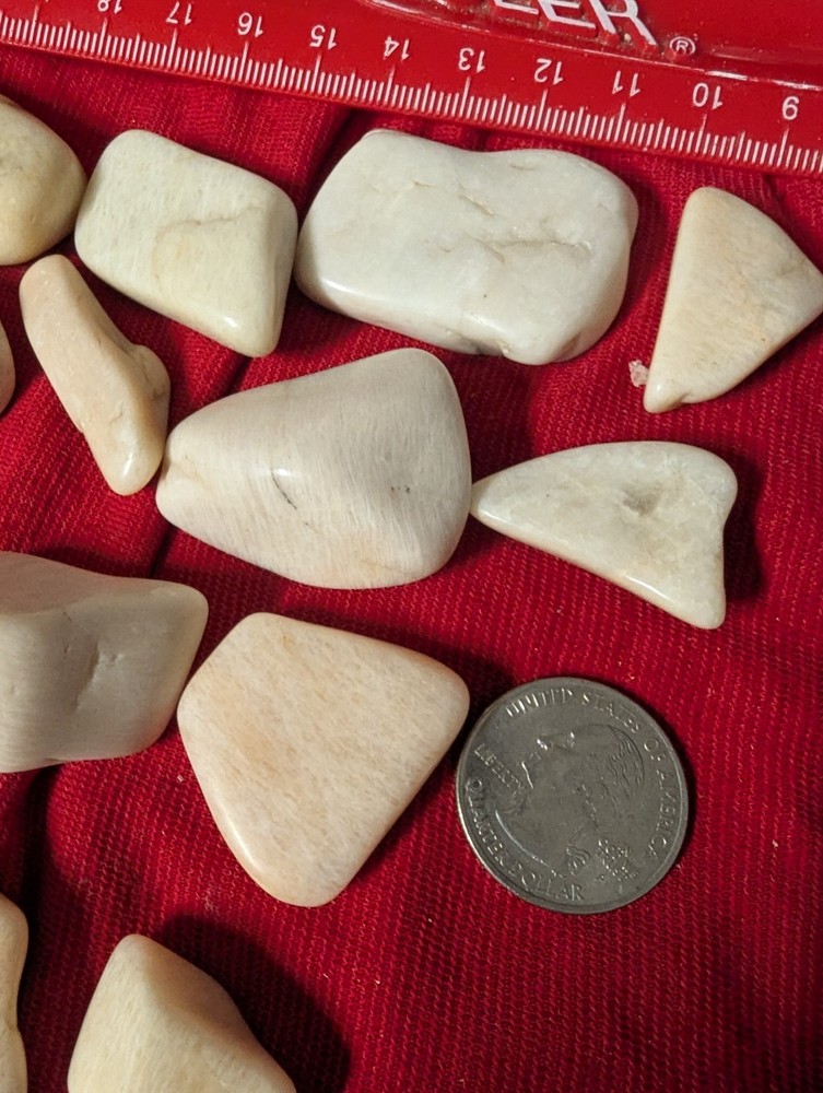 2 Off white large tumbled gemstones per lot.