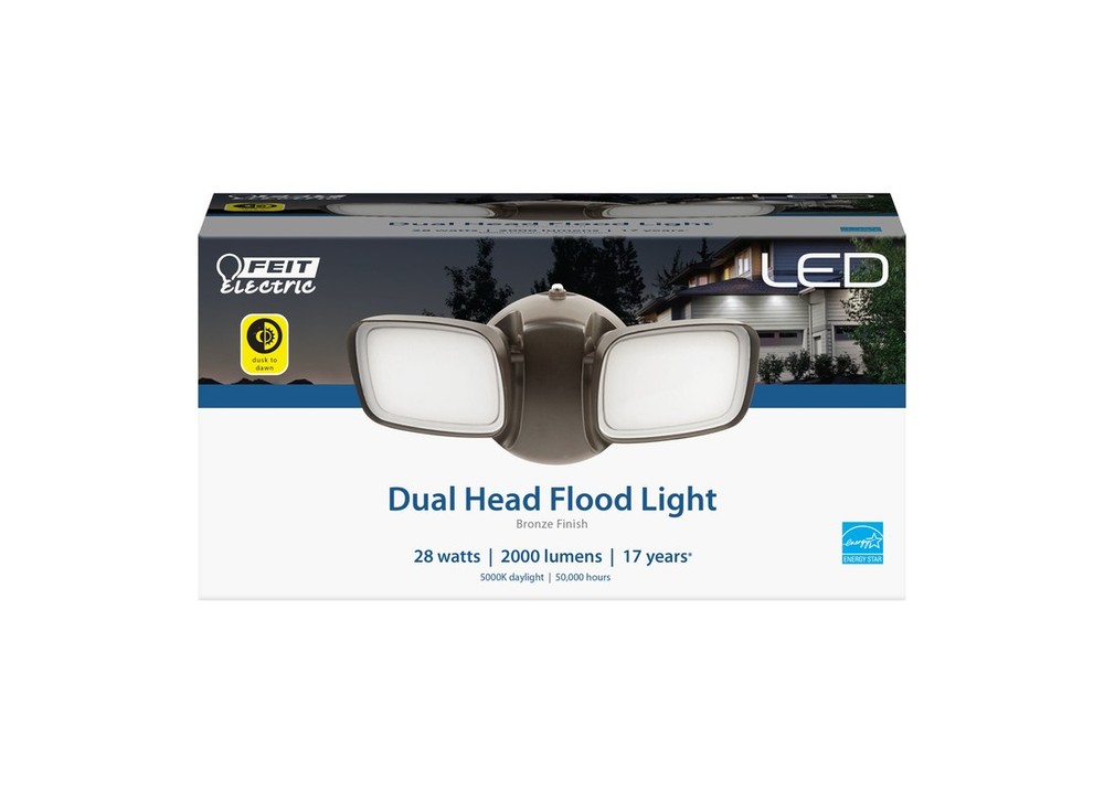 Security Floodlight Dusk to Dawn Hardwired LED Bronze Bronze