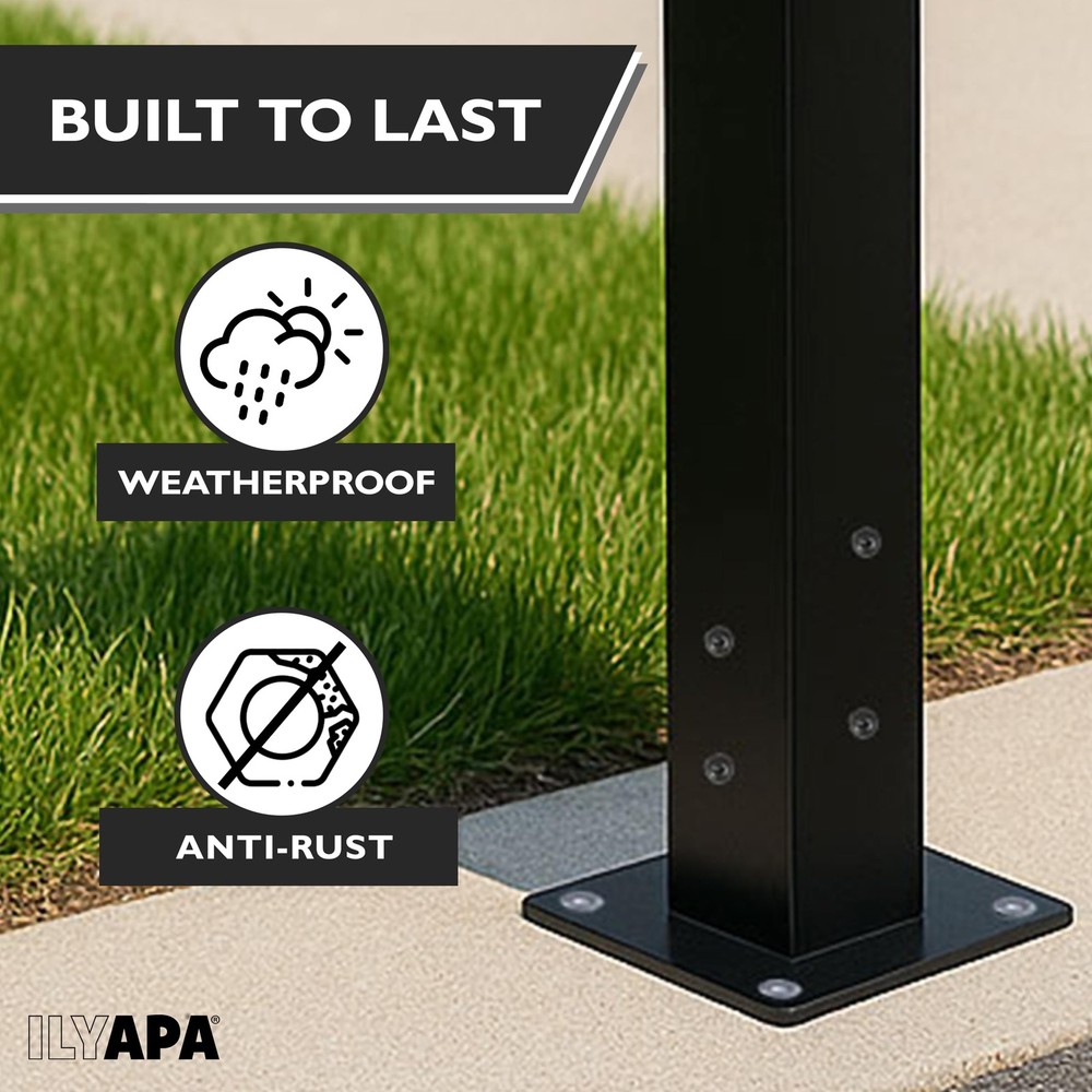 Black Mailbox Post Mount Base Plate Mounting Bracket - No Wood Required - 4x4