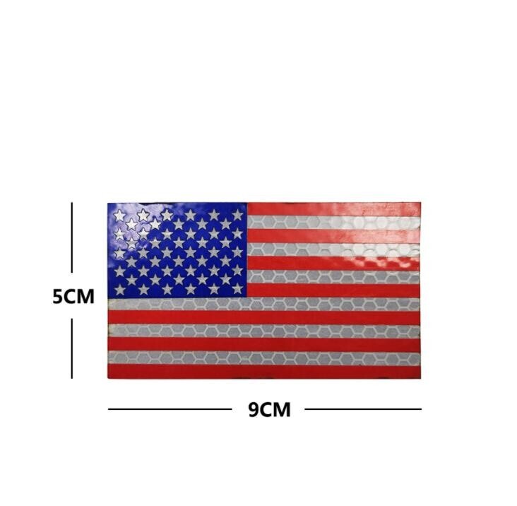 REFLECTIVE IR US AMERICAN FLAG REVERSE LEFT RIGHT SHOULDER 2 HOOK LOOP PATCHES