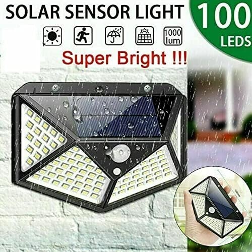 3 Piece 100 LED Outdoor Solar Lamp with Motion Sensor