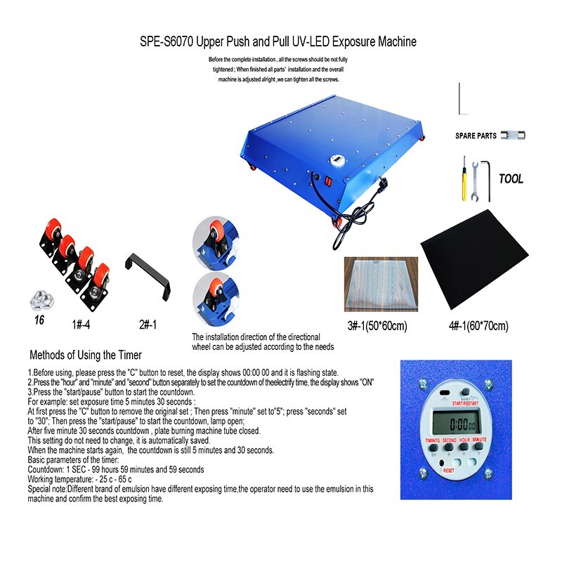Push-pull LED Exposure Unit w/Wheel for Pad/Stamping/Screen Printing 23.6X30''