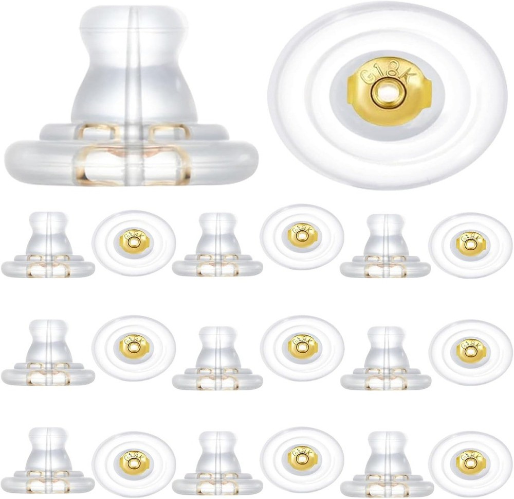 20PCS 18K Gold Earring Backs - Secure Lock for Studs/Droopy Ears, Hypoallergenic