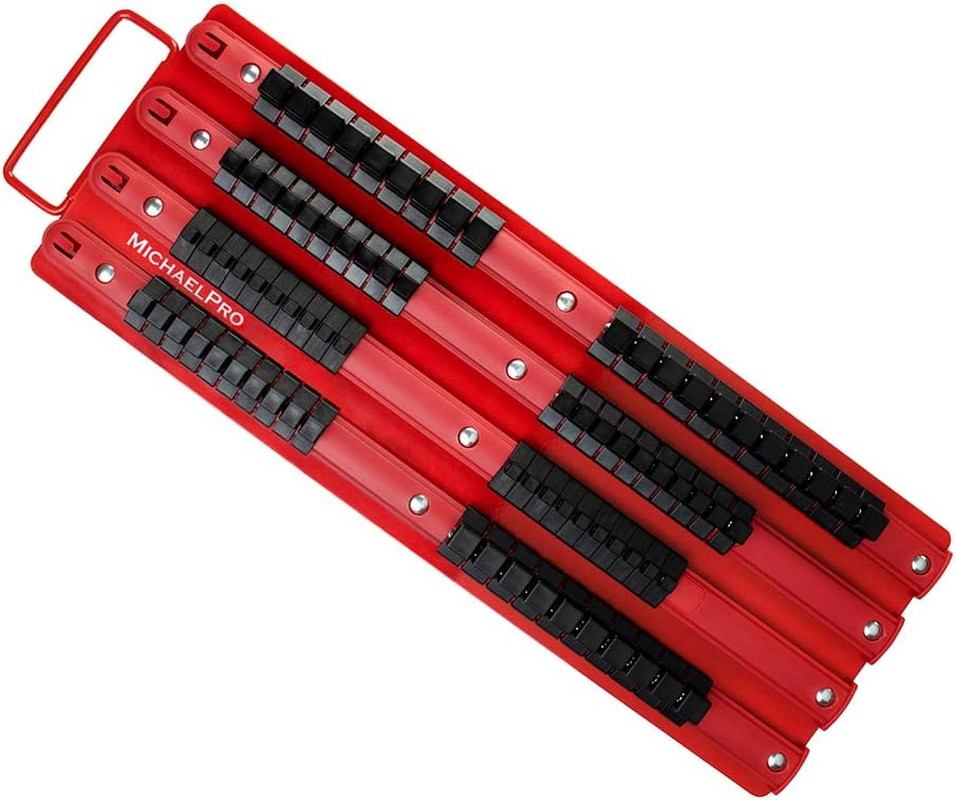 80-Piece Portable Socket Organizer Tray, Socket Rail for 1/4'', 3/8'' and 1/2''
