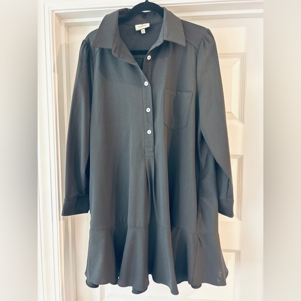 TUCKERNUCK Black Crepe Callahan Shirt Dress size XL