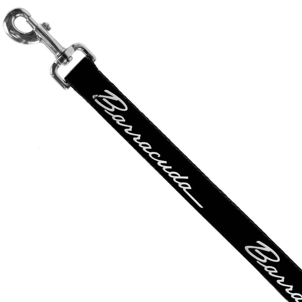 Dog Leash BARRACUDA Script Logo Black/Silver NARROW 0.5"
