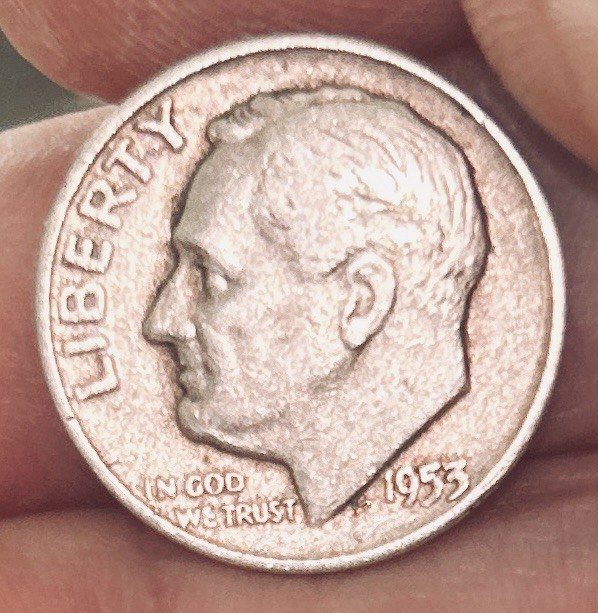 1953-D Roosevelt Dime 90% Silver RARE Errors "E" In WE