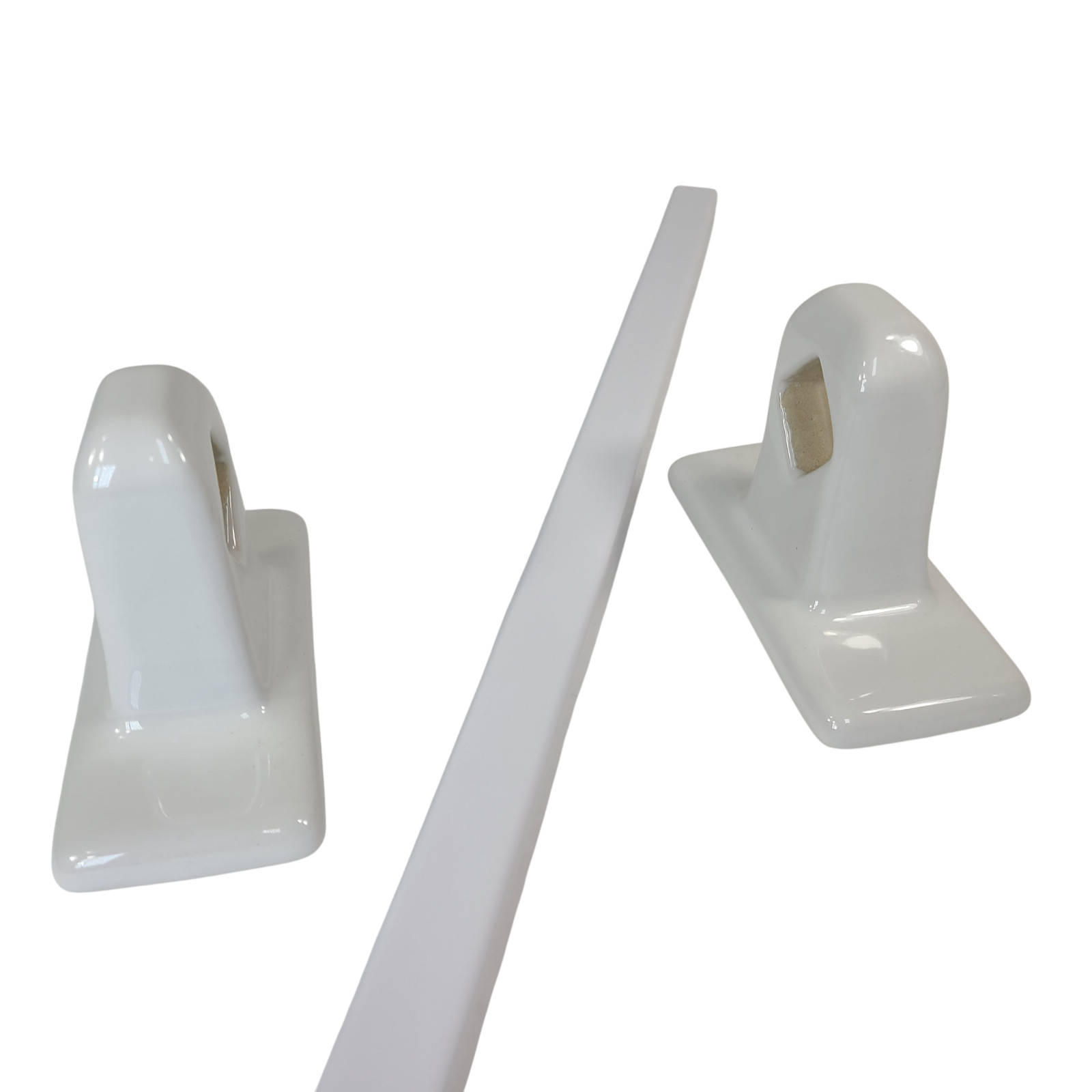 Vintage White Ceramic Tile Towel Rod Rack Post Holder Brackets 24 in Acrylic Bar