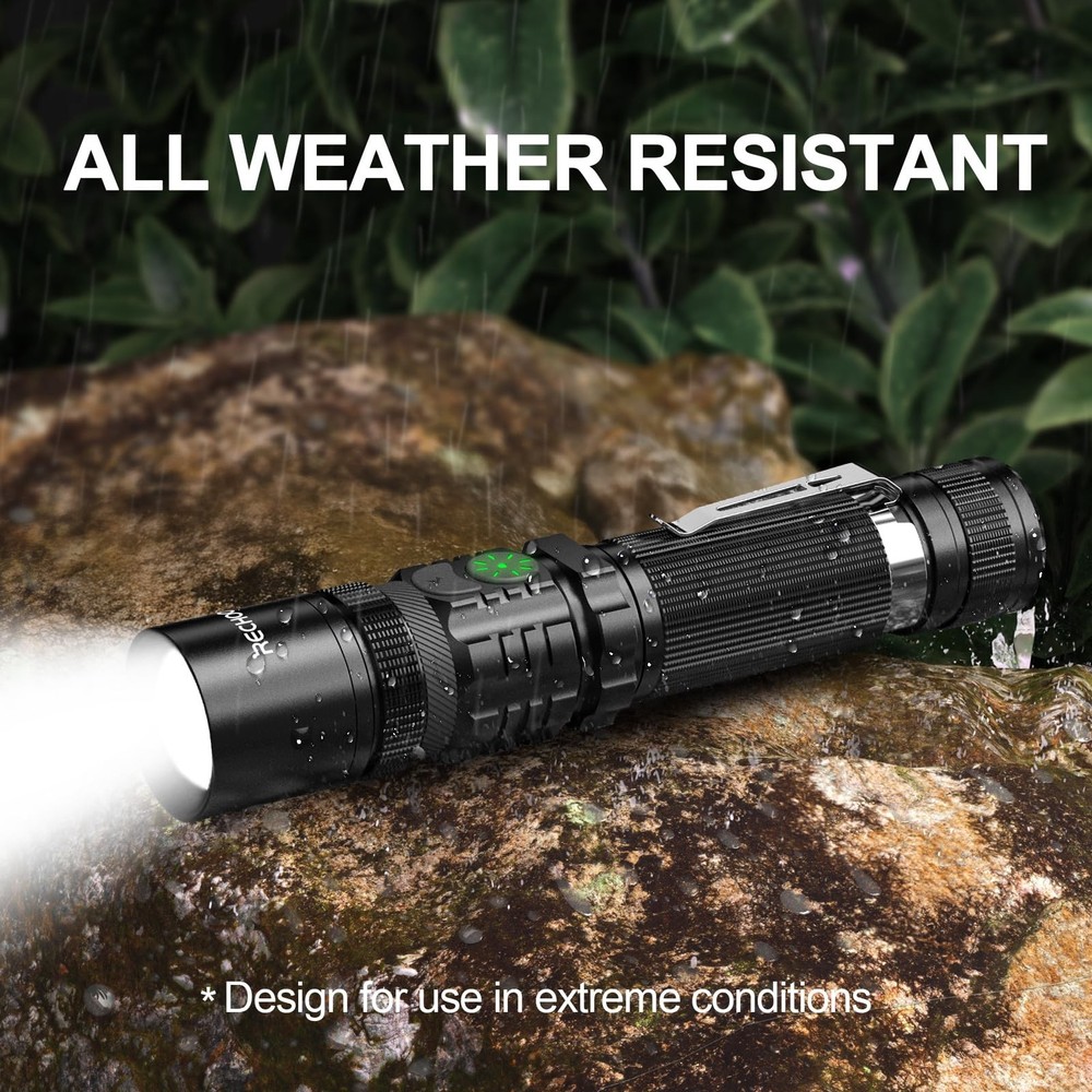 Flashlight Rechargeable High Lumens, Dual Switch Rechargeable LED Flashlight ...