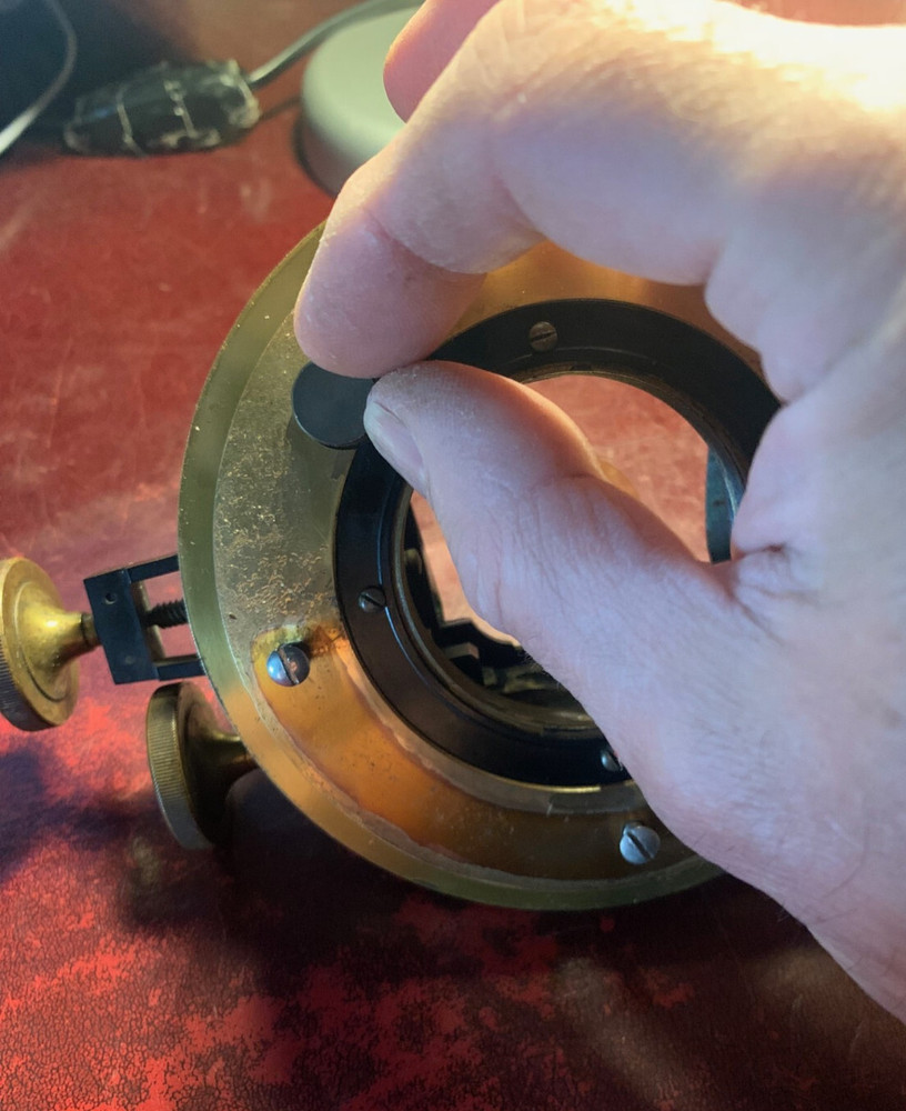 Antique Brass Rotating Mechanical Stage for Watson Van Heurck Microscope c1910