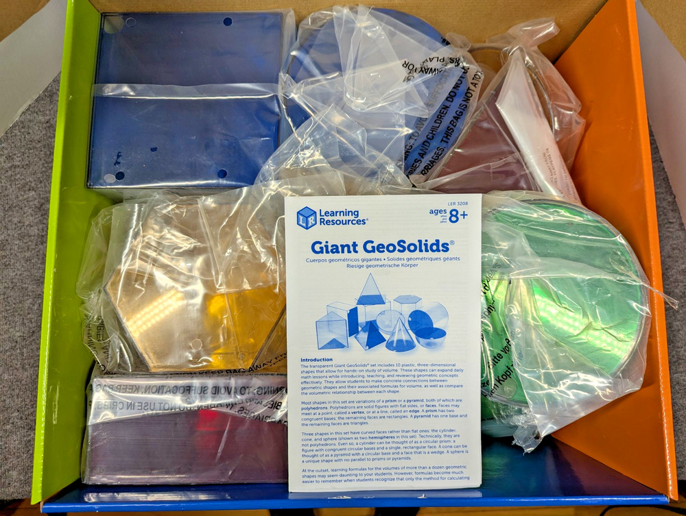 Learning Resources Giant Geosolids Set Of 10 3208 Math Geometry Open Box