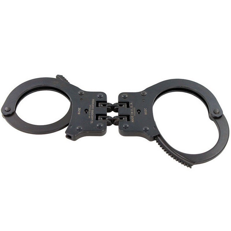 Peerless Model 802C Hinge-Linked Handcuffs & Keys 801P Cuffs, Black Oxide