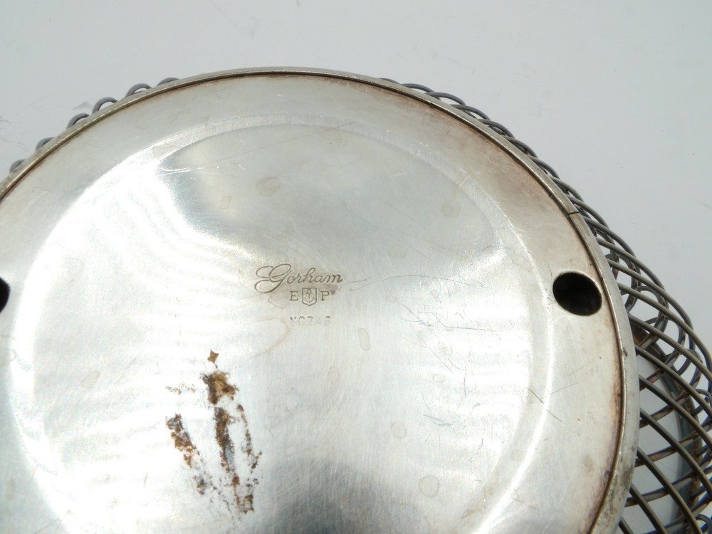 Vintage Gorham Silver Plate Hexagonal Wire Basket YC 746 Circa 1970's