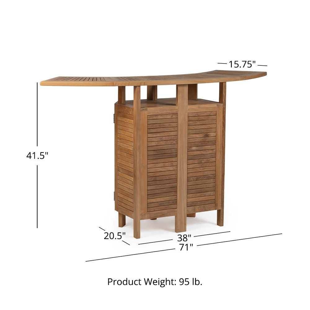 Ash & Ember Acadia Grade A Teak Folding Bar Table, Two Tier Cabinet