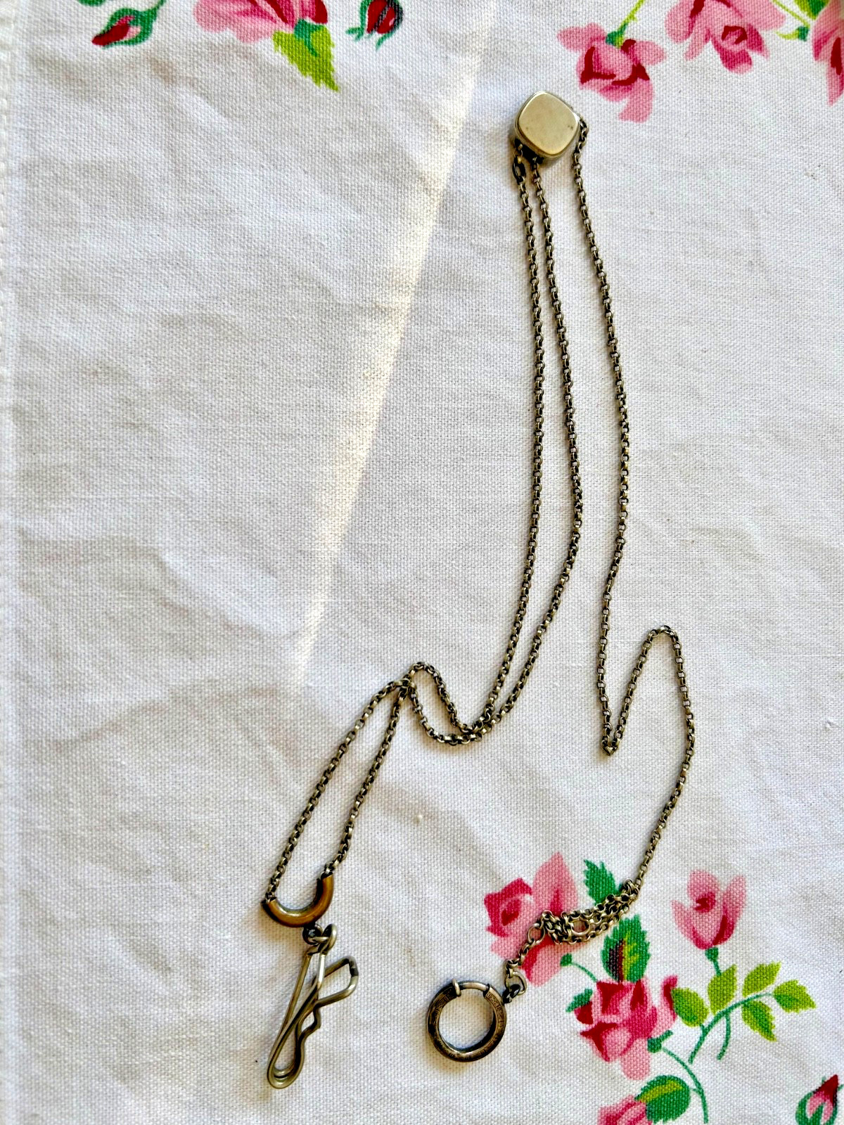 Vintage Signed SWANK Pocket Watch Chain with Slide