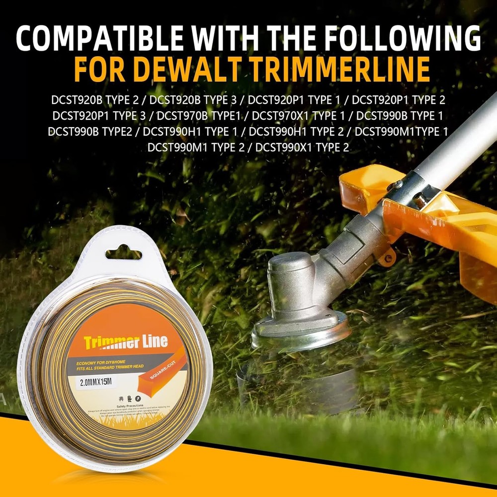 String Trimmer Line Replacement for DEWALT DWO1DT802, Weed Eater String .080-Inc