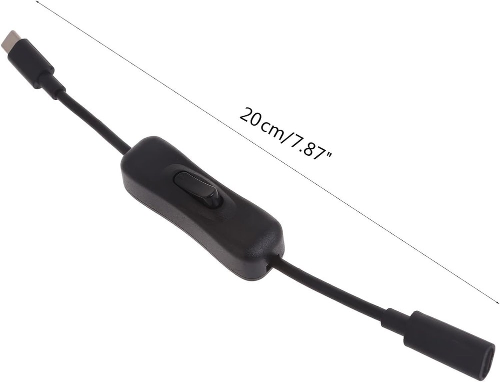 "Black USB C Extension Cable with Inline On/Off Switch – 4 Power Switch Cables"