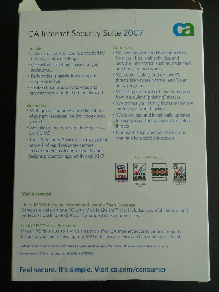 CA INTERNET SECURITY SUITE 2007 - WINDOWS VISTA 2000/XP - SEALED DISCS