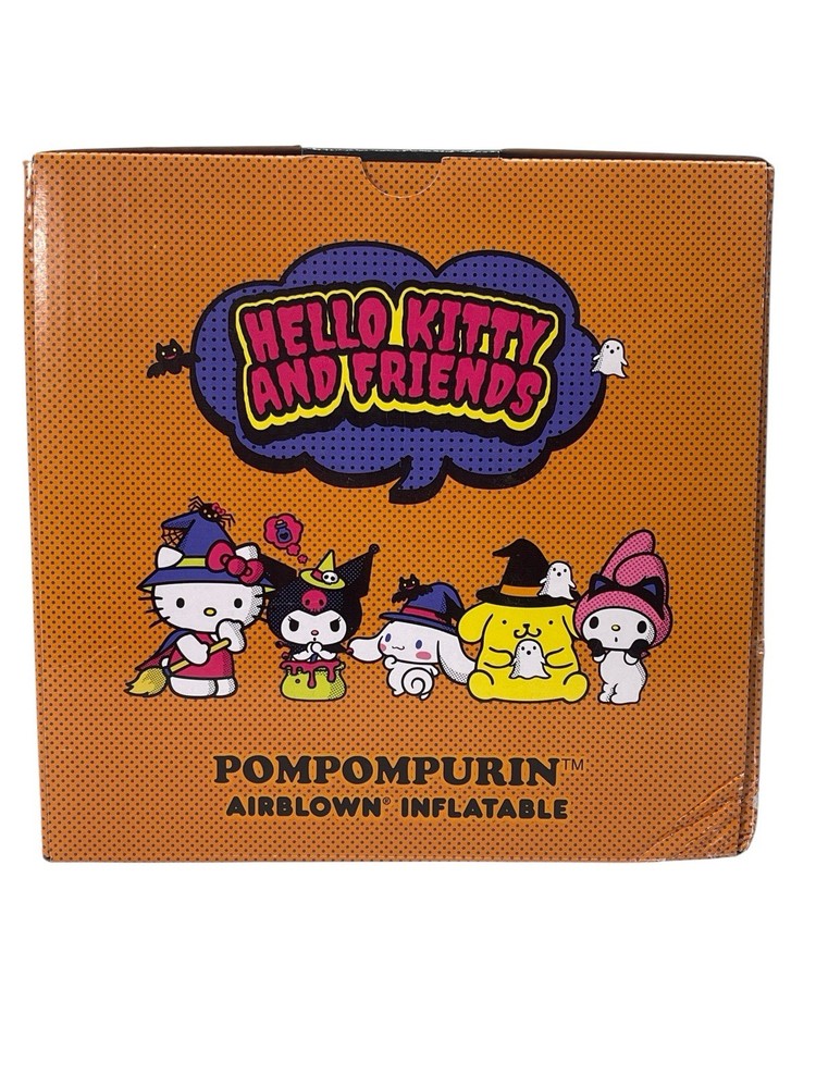 Hello Kitty Pompompurin Witch Hat & Ghost Light Up Halloween Yard Inflatable 5'