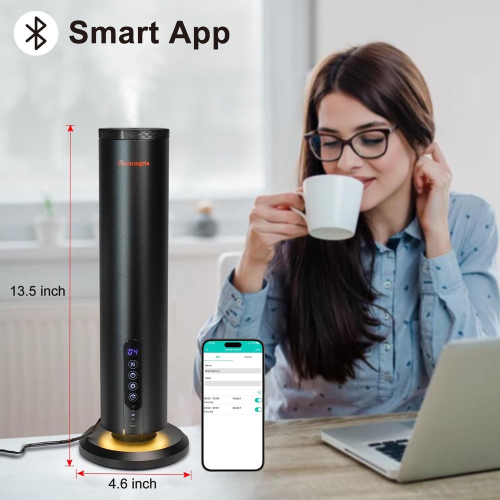 Air Diffuser Bluetooth Waterless Essential Oil Aromatherapy Diffuser with Tim...