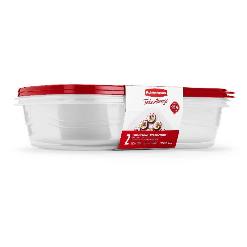 Rubbermaid,1 Gallon, 2 Packsa, Large Rectangular Plastic Food Storage Containers