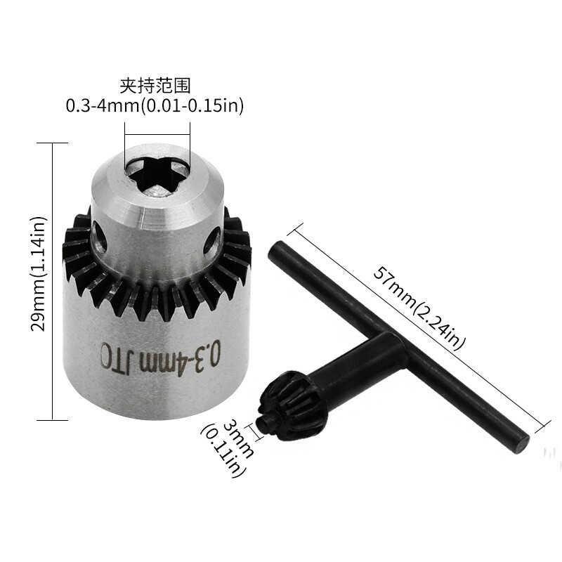 Micro Motor Drill Chuck Clamping Range 0.3-4mm Taper Mounted Mini 3.178mm
