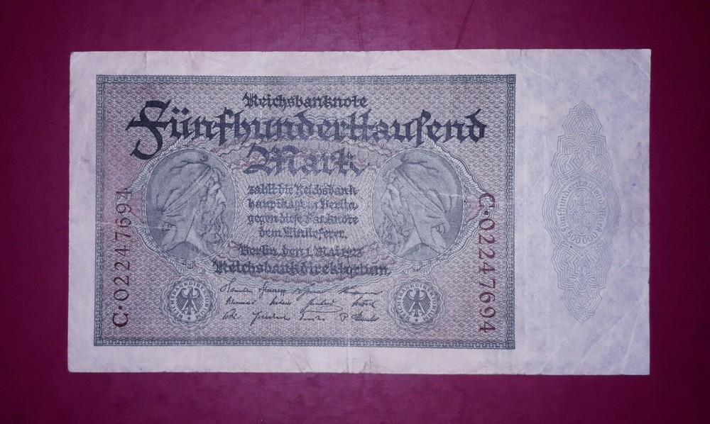 Germany "Weimar hyperinflation" 500.000 mark banknote,1923year(normal condition)