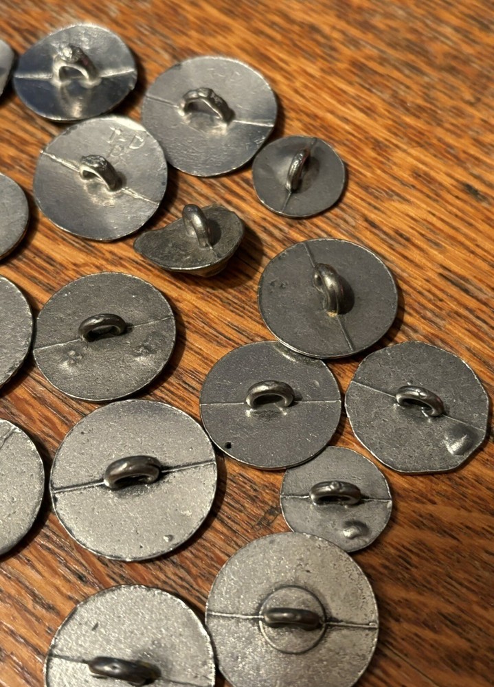 Vintage Pewter Buttons~ 30 Norwegian Factory Errors.
