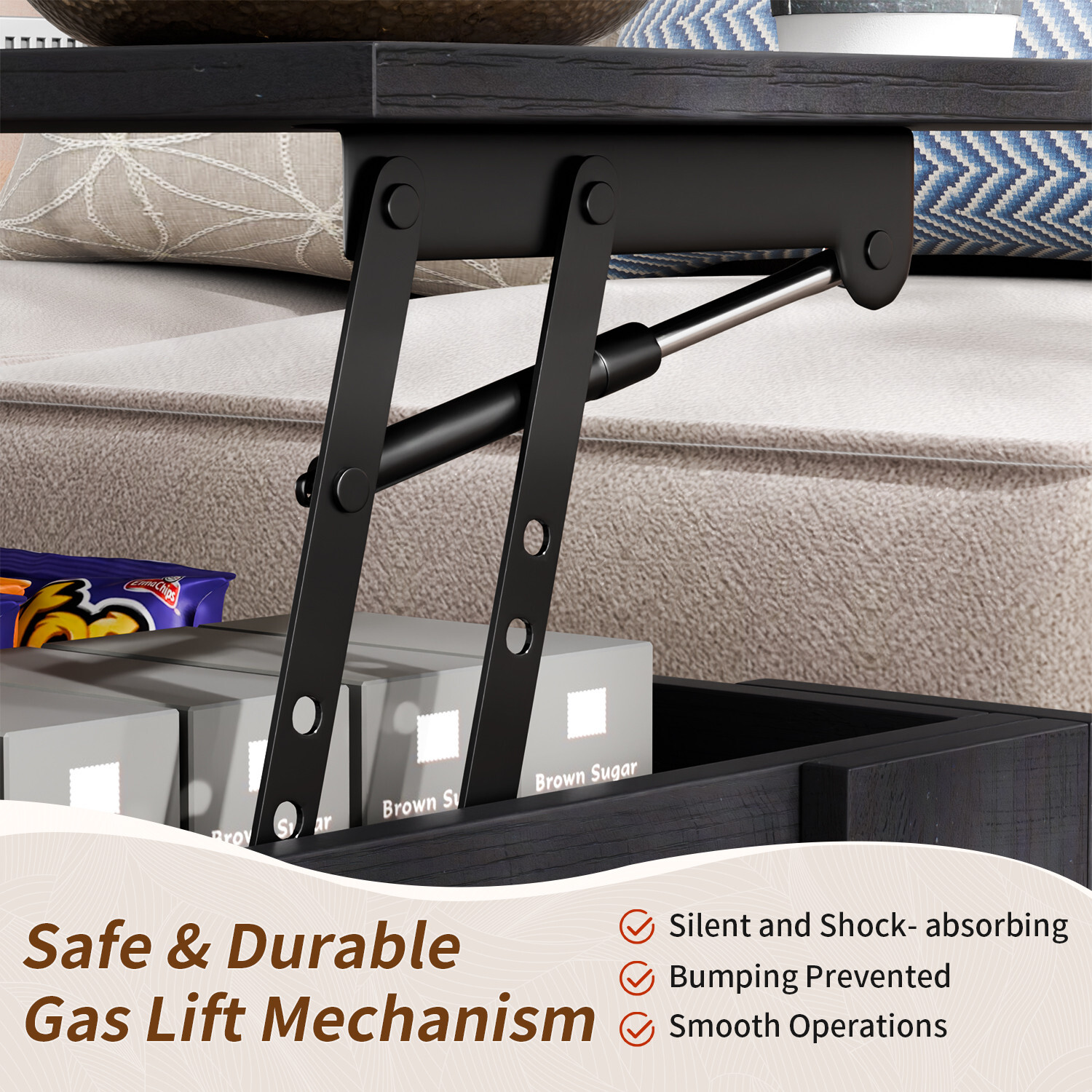 Coffee Table Lift Top Coffee Tables with Hidden Compartment and Storage Shelf