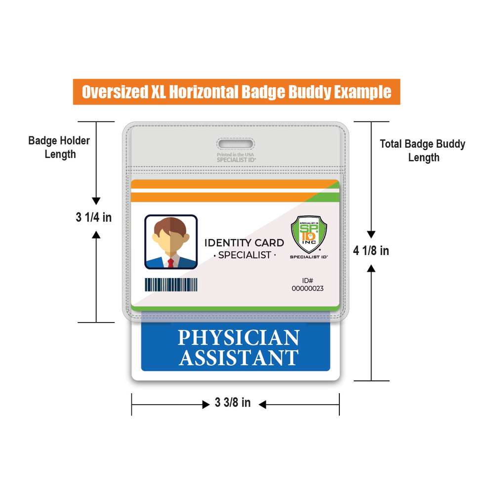 Physician Assistant Badge Buddy Oversized Horizontal Extra Long ID Backer