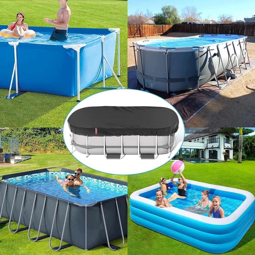 10x16FT Rectangular Pool Cover with Above Ground Pool,Solar Oval Pool Cover Pr..