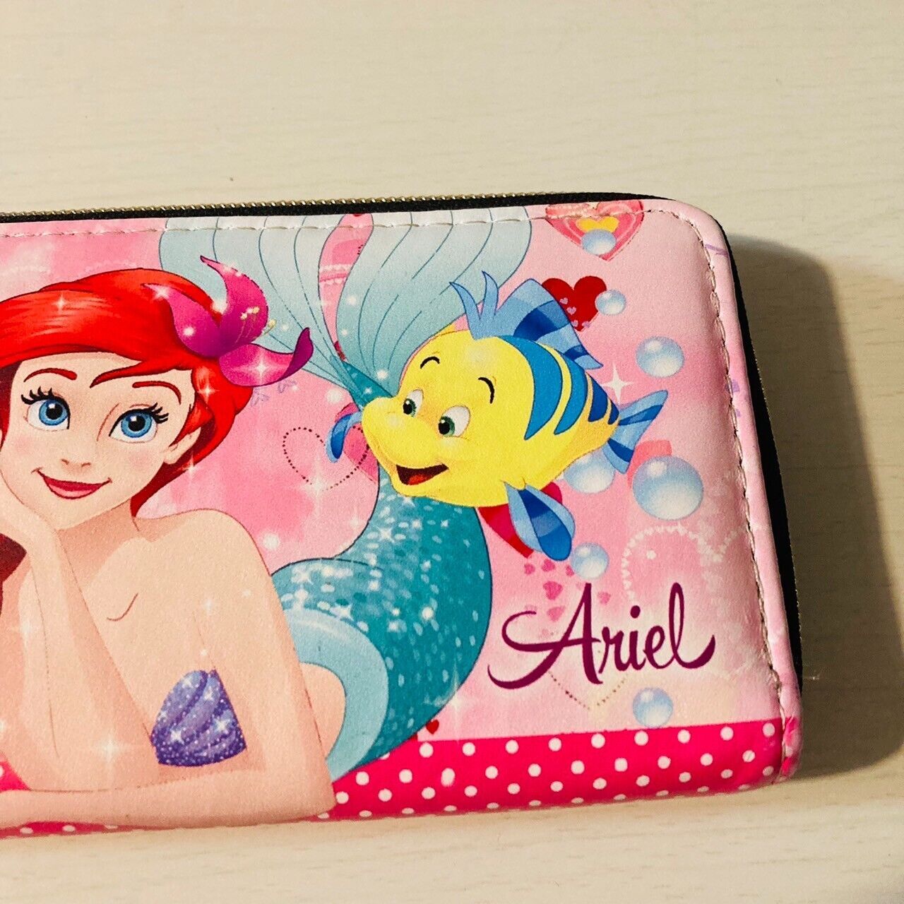 Disney Little Mermaid Purse Long Wallet Ariel Coin Case Princess Pink Prize Rare