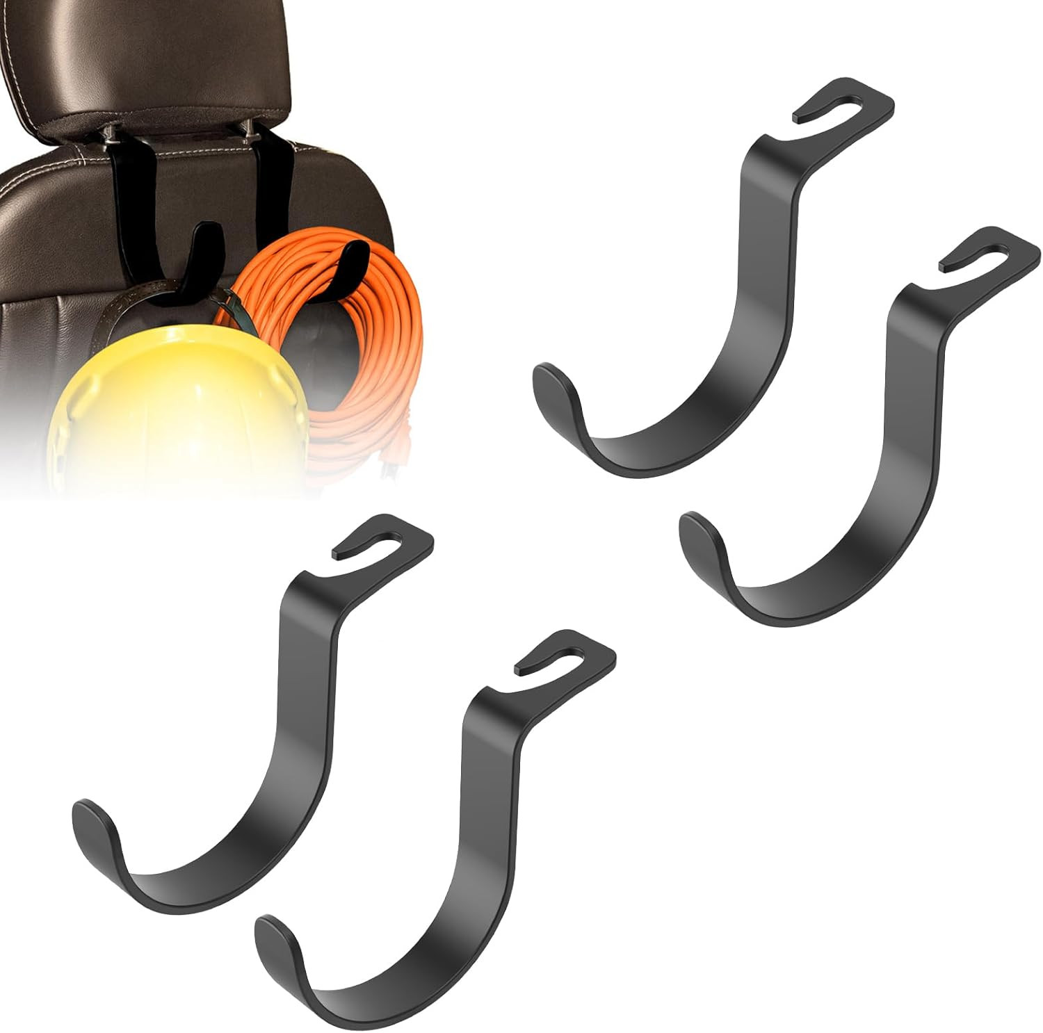 XL Hard Hat Holder for Truck Seat – Heavy-Duty Headrest Hooks, Hardhat Buddy Han