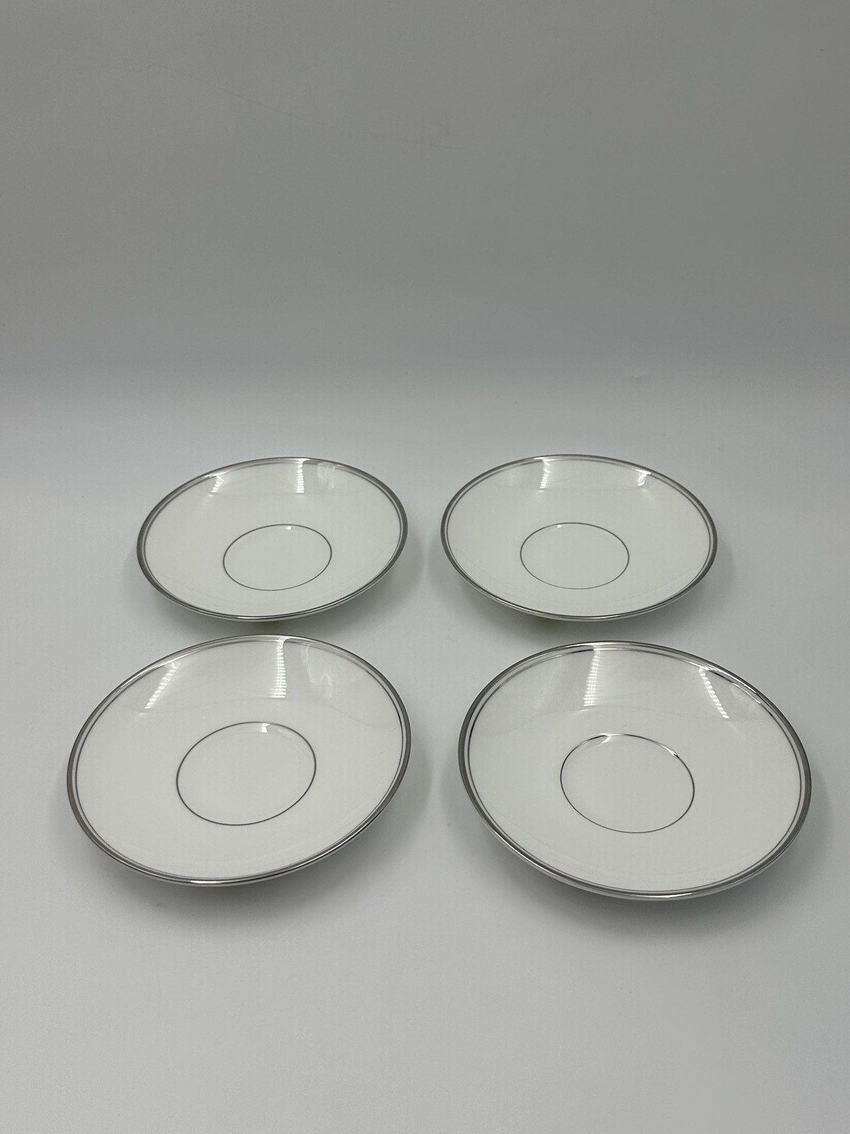 Waterford Kilbarry Platinum Fine China Coffee Cups & Saucers White Classic Set 4