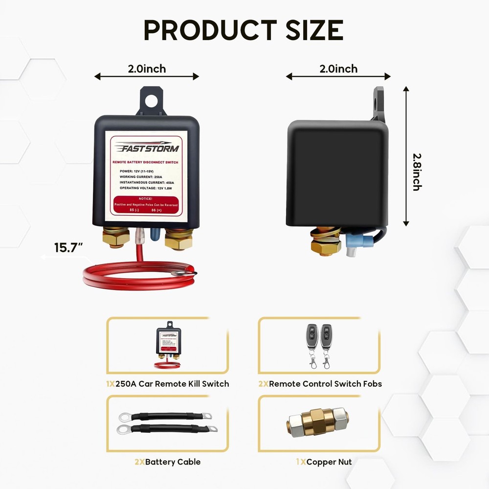 FASTSTORM Side Post Remote Battery Disconnect 250A Kill Switch