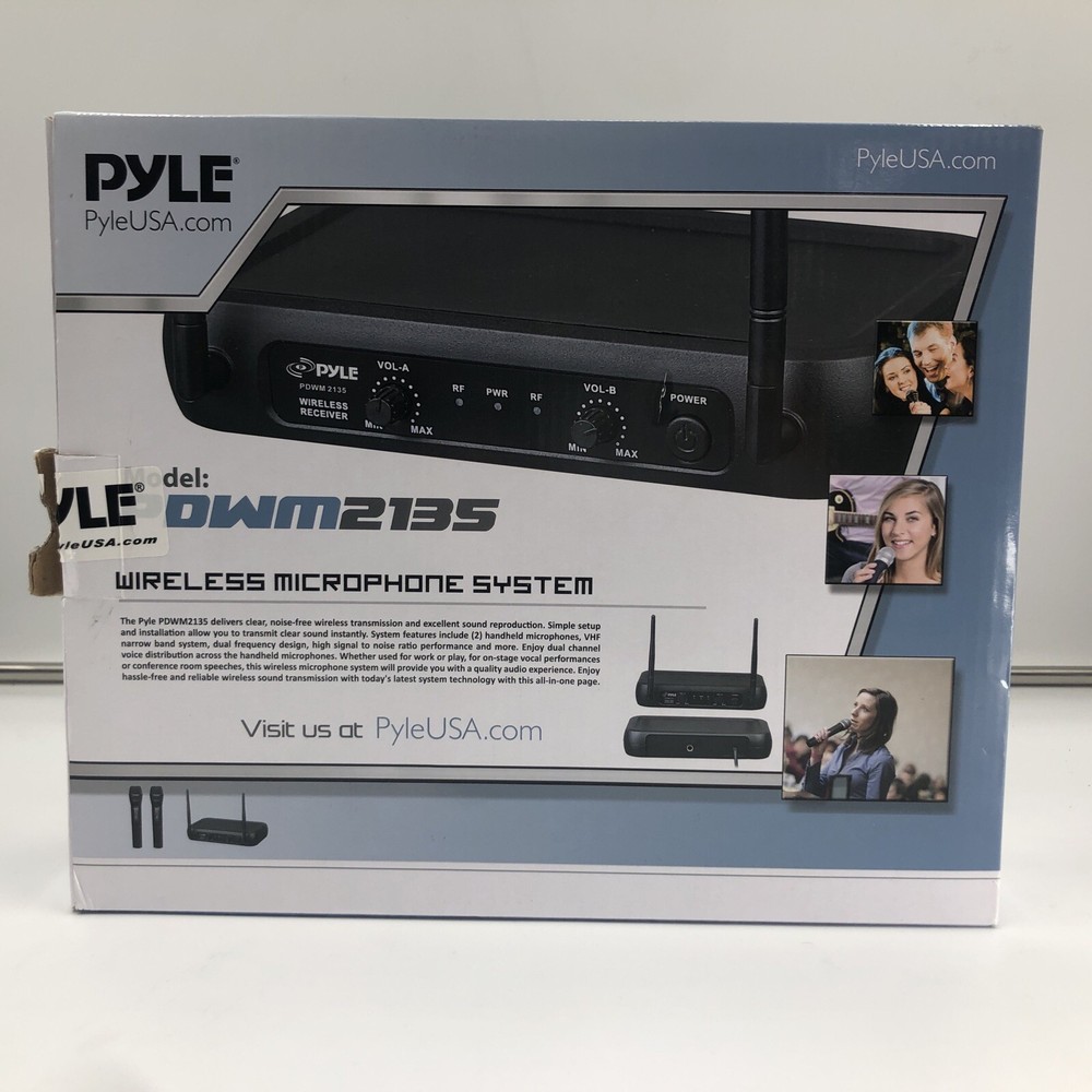 Pyle Fixed Frequency Wireless Karaoke Microphones w/ 2 Handheld Mics