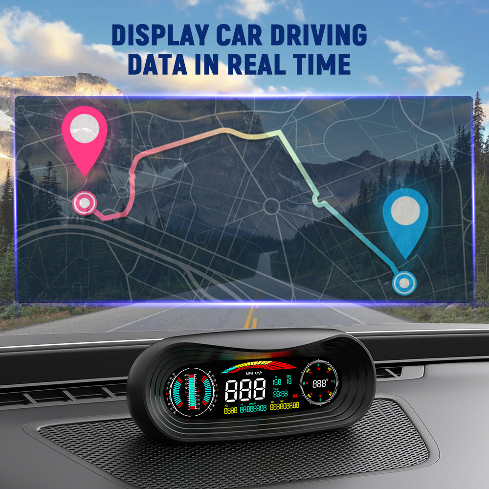 ANCEL P18 GPS Digital Speedometer Head Up Display Meter Compass High-precision