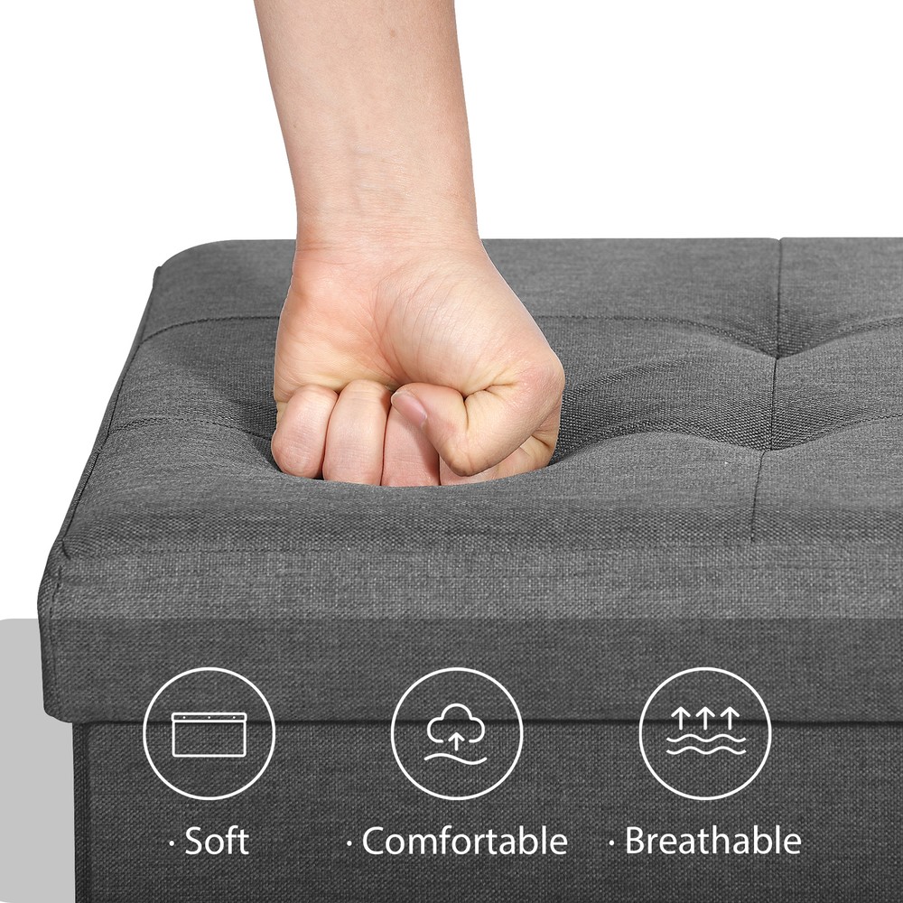 43'' Storage Ottoman Bench Foldable with Hidden Storage FootStool Save Space