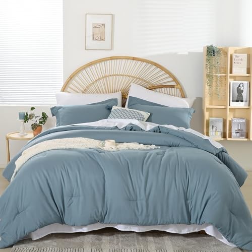 Comforter Set 7 Pieces Comforter Set Soft Lightweight Queen Dusty Blue