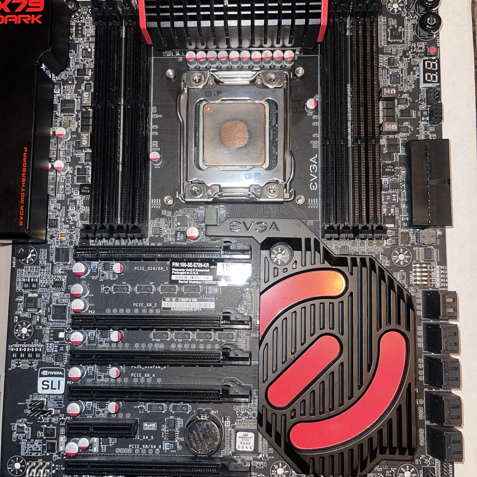 EVGA X79 Dark with Intel i7 3970x with custom polished copper IHS.