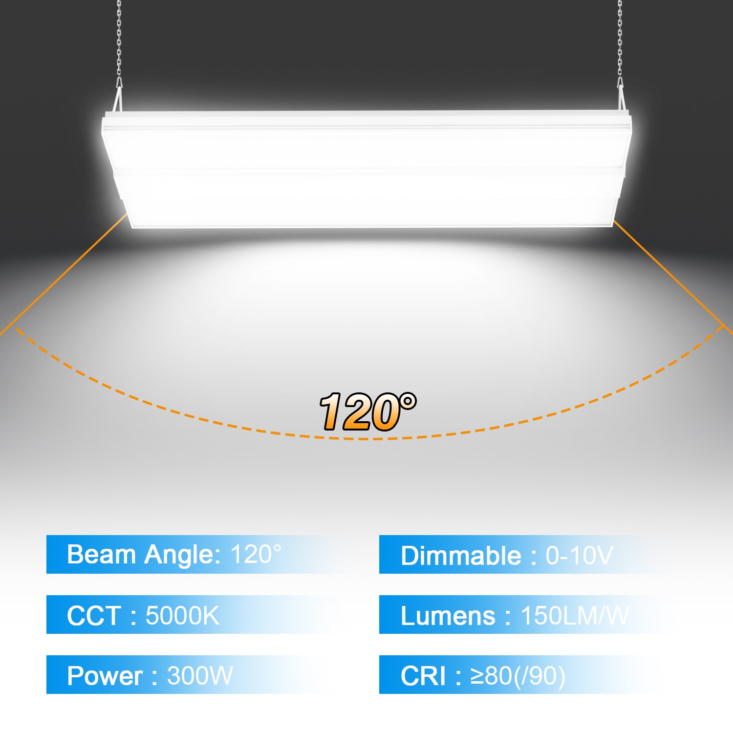 Super Bright 400W 60000LM 2.2FT LED Linear High Bay - Shop Warehouse Lighting