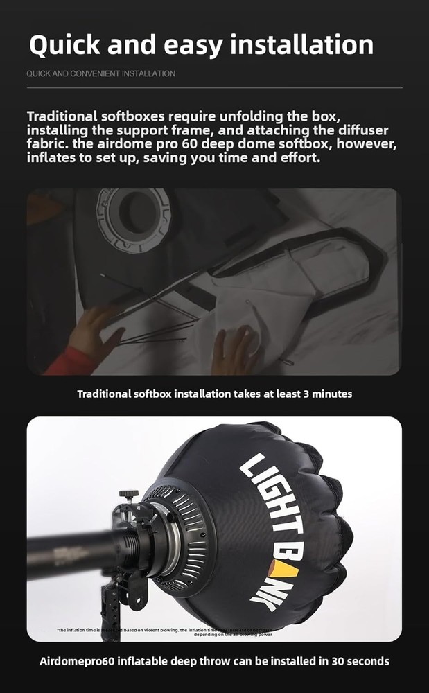 Flynoodle Air Tube Pro 60 Inflatable Softbox Diffuser Studio Flash Led Light