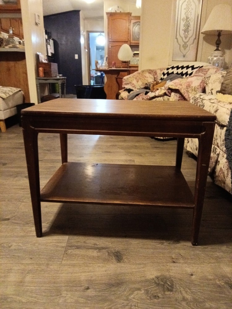 Mersman Antique Rectangular Wood Side Table with Lower Shelf Brown