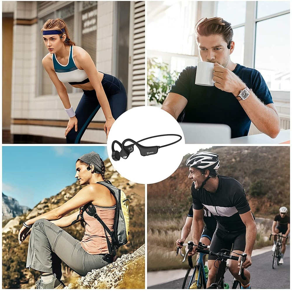 Open-Ear Design Bone Conduction Headphones without Bluetooth for Workouts(BLUE)